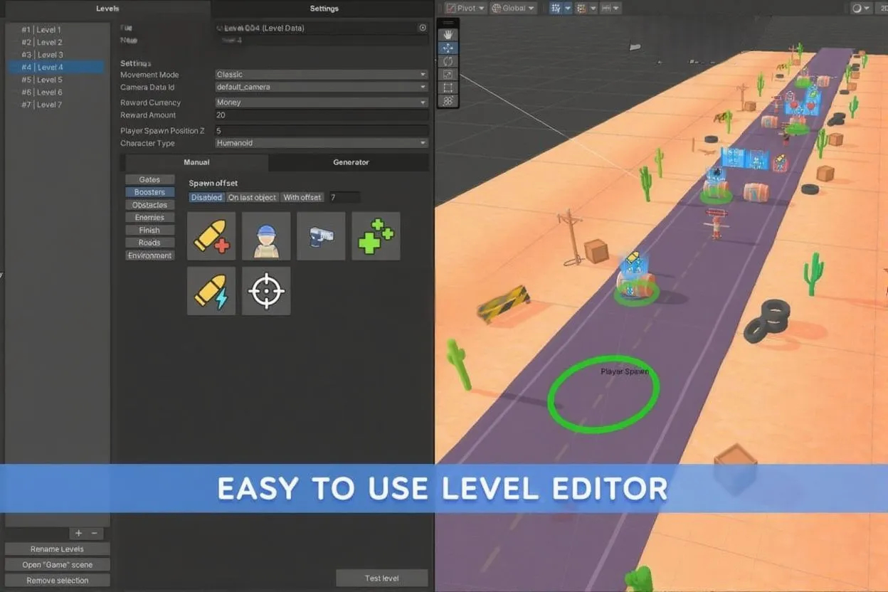 图片[4]-UnityEpicRunner1.0.3 跑酷射击闯关游戏完整 U3D 可编辑模板源码解压手游工程-朝晞小屋