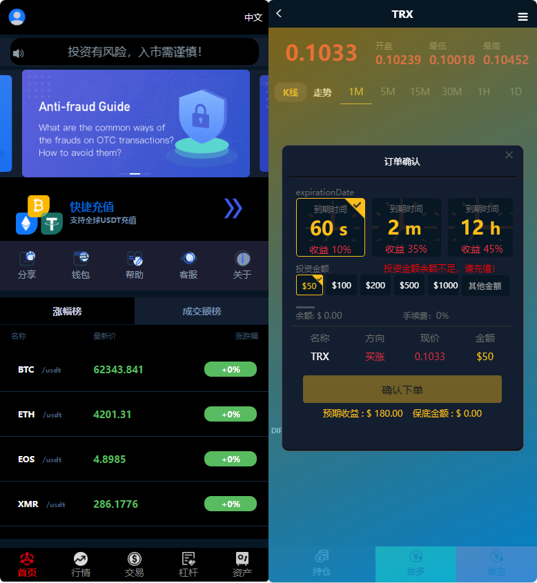 图片[2]-全新UI多语言微盘系统源码/外汇投资理财/虚拟币USDT充值接口/后台可控盈亏-朝晞小屋