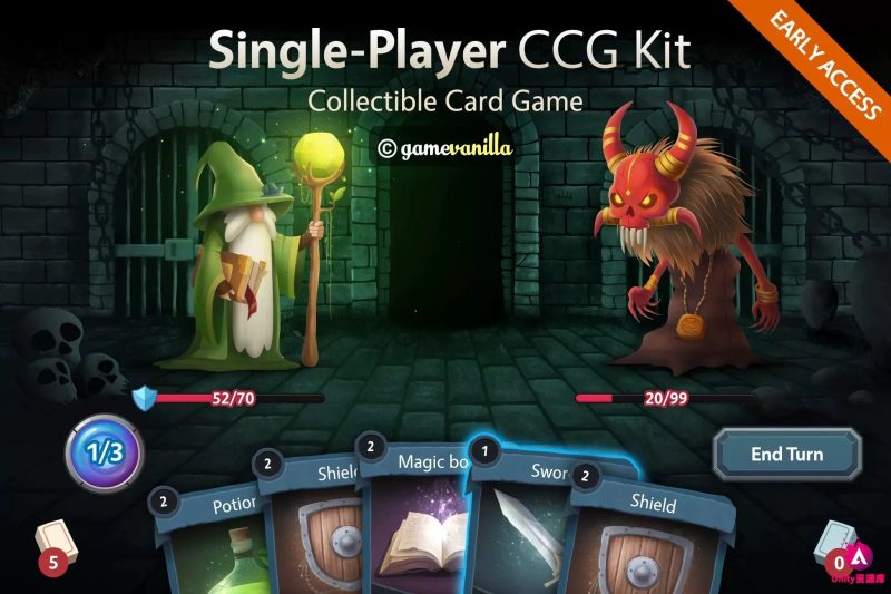 Unity3DSinglePlayerCCGKit1.1.1EA 单人卡牌对战游戏源码收集式卡牌 RPG 完整项目-朝晞小屋