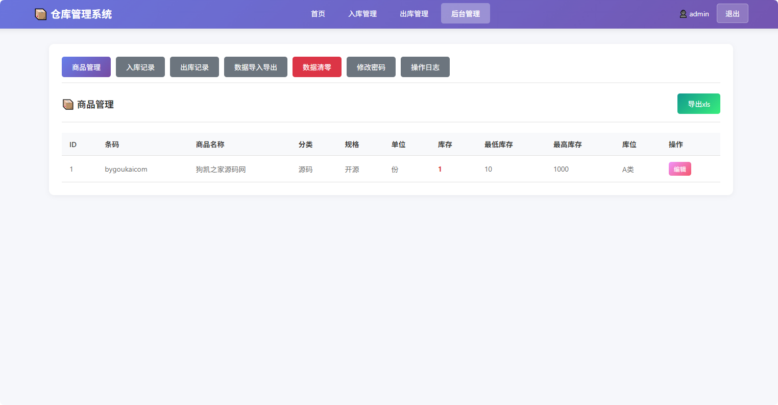 图片[4]-仓库管理系统源码 小型企业商铺库存管理支持扫码枪-朝晞小屋