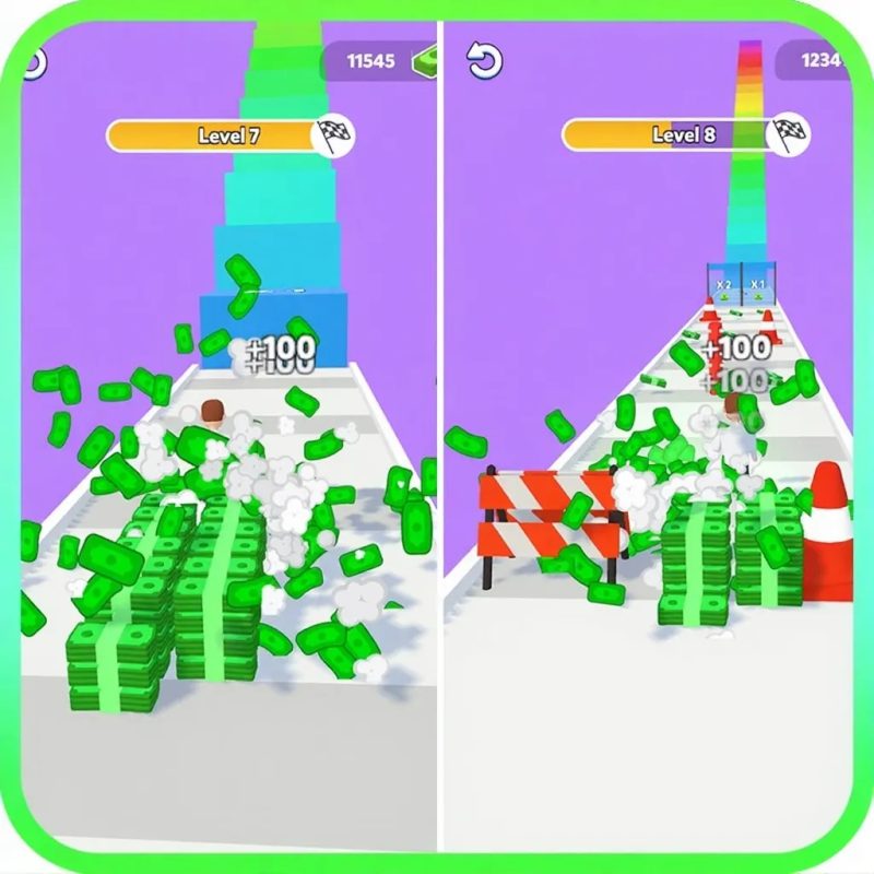 UnityMoneyStackRun3D 金币堆叠跑酷手游完整 3D 游戏模板 U3D 闯关躲避障碍源码工程-朝晞小屋