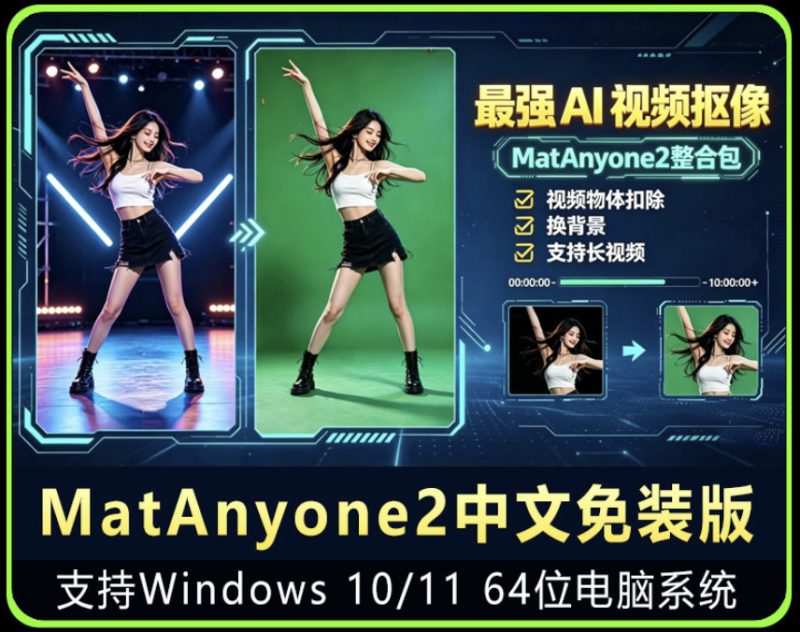 MatAnyone2.0中文AI长视频抠图工具一键抠像去水印去人物软件win-朝晞小屋